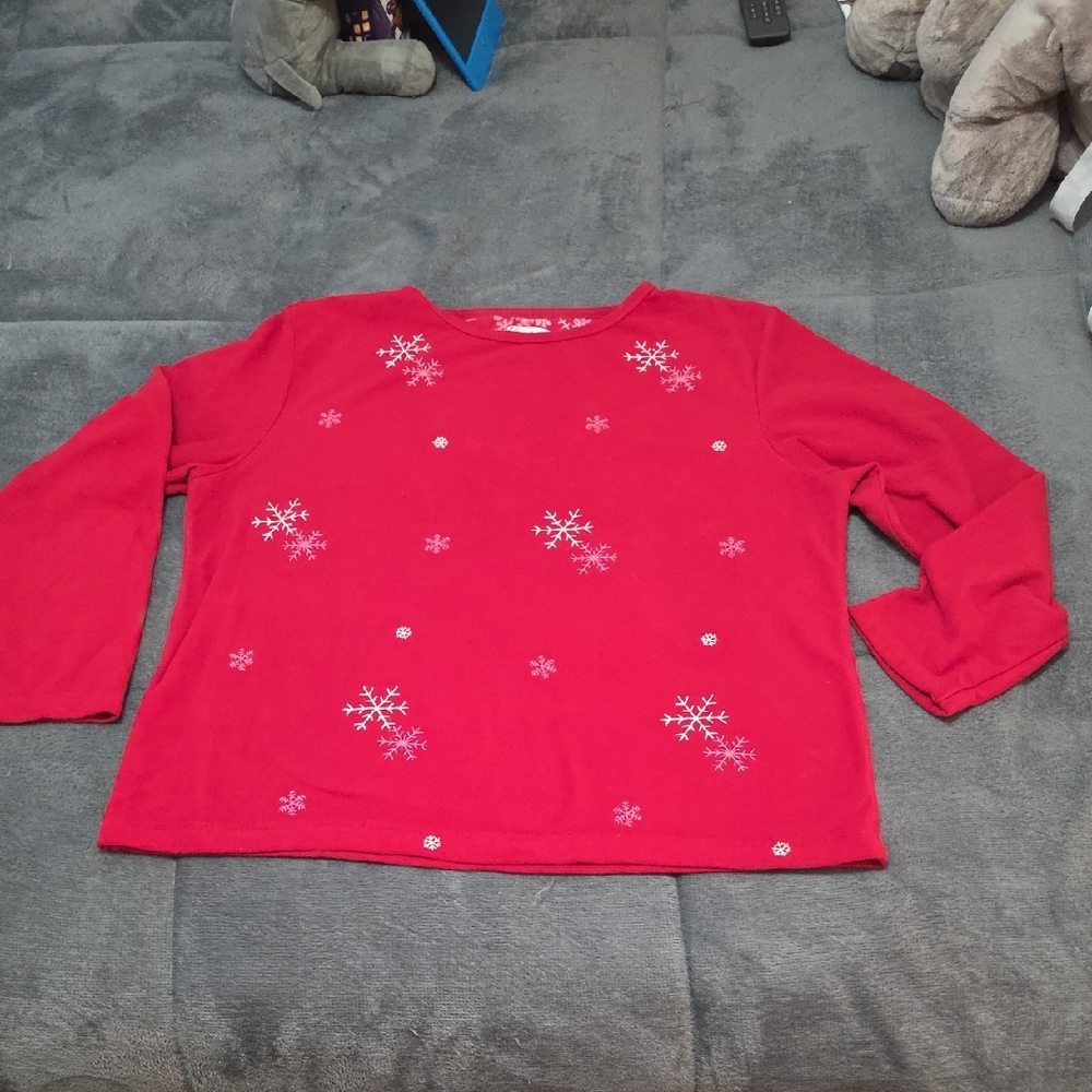 Red Snowflake Womend  Pijamas Top